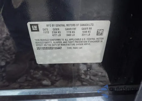 2014 Chevrolet Impala 2Lt from USA, damaged, VIN 2G1125S32E9199447